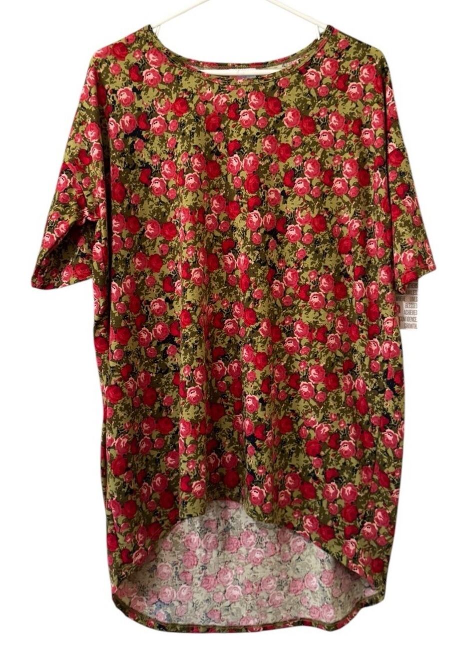NWT LuLaRoe Irma Sz Small Floral Cottagecore Hi Low Tunic Top Victorian Everyday